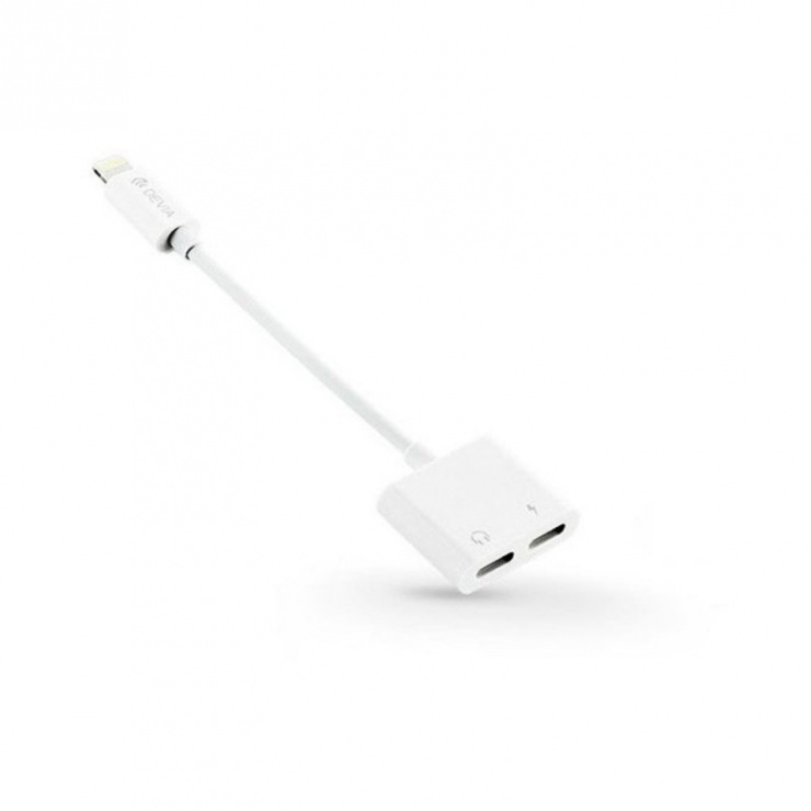 Imagine Adaptor audio + incarcare Lightning la 2 x Lightning 10cm, Devia