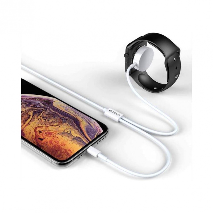 Imagine Cablu de date si incarcare USB la iPhone Lightning + incarcare wireless, Devia