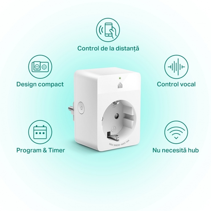 Imagine Priza inteligenta Schuko Wi-Fi 16A, TP-LINK KP105