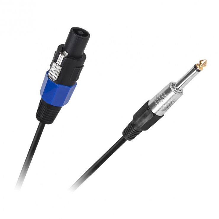 Imagine Cablu audio speakon la jack mono 6.35mm T-T 10m Negru, KPO2759-10