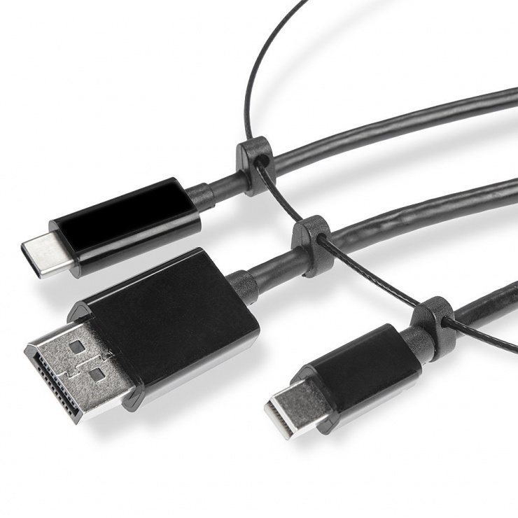 Imagine Adaptor Tether USB-C / mini Displayport / DisplayPort la HDMI, Lindy L38304