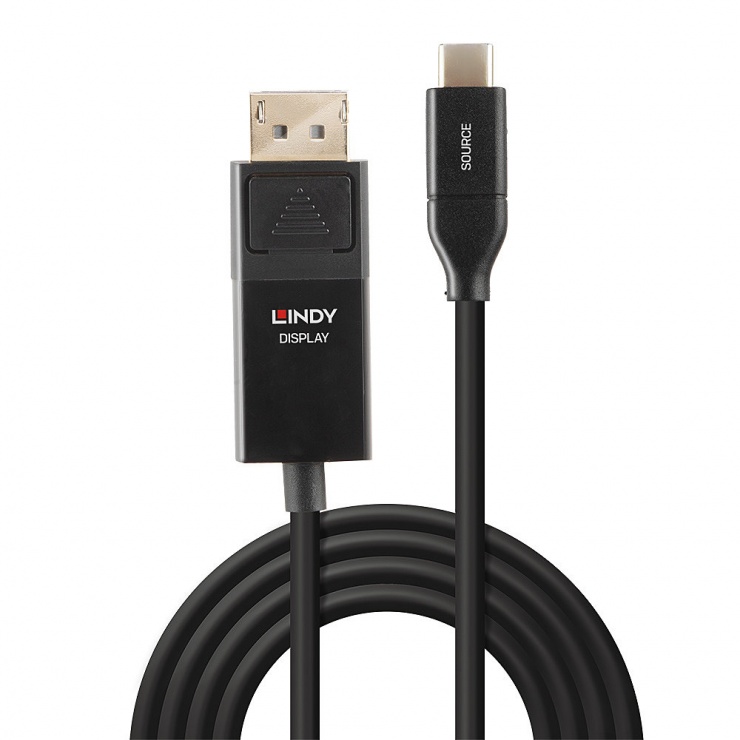 Imagine Cablu USB-C la Displayport 4K@60Hz cu HDR T-T 2m, Lindy L43302