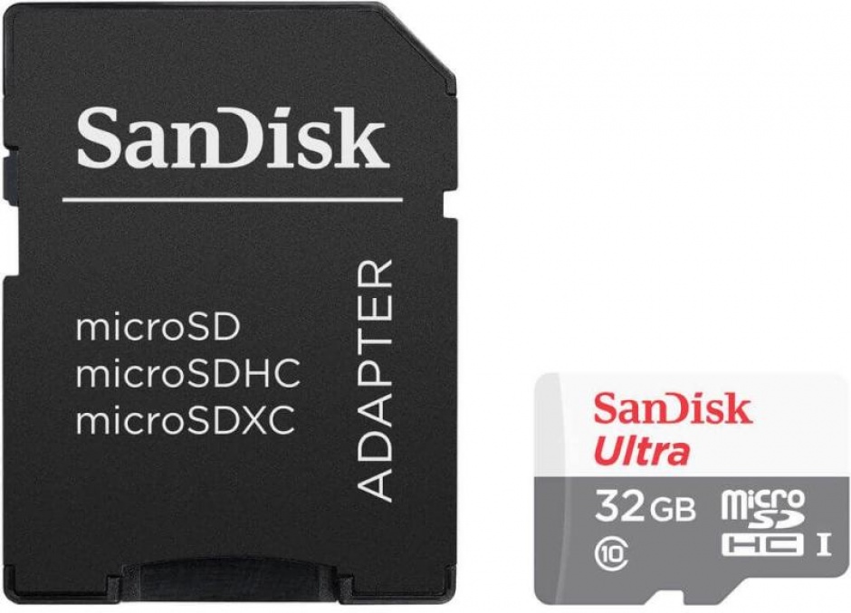 Imagine Card de memorie microSDHC 32GB clasa 10 + adaptor SD, Sandisk SDSQUNR-032G-GN3MA