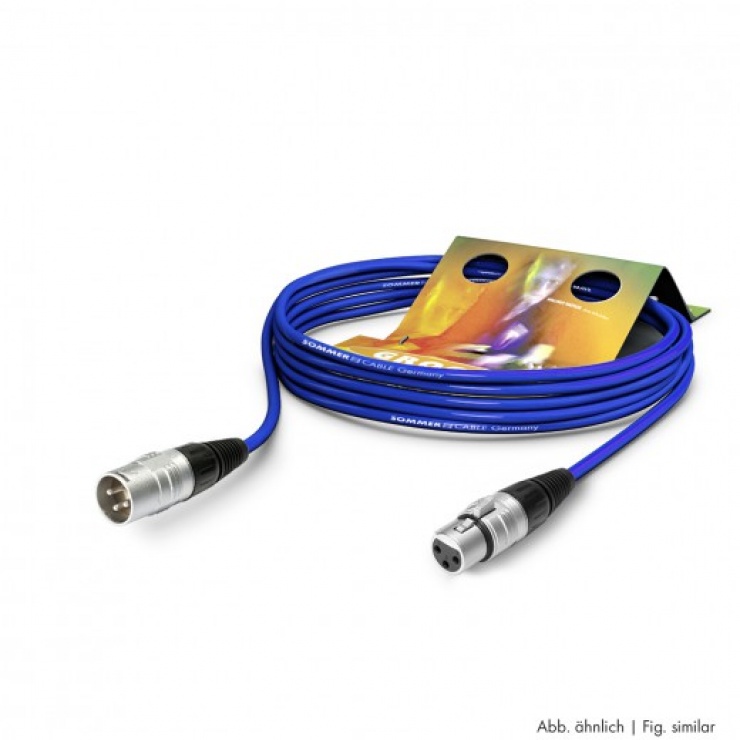 Imagine Cablu prelungitor XLR 3 pini T-M Albastru 10m, SGHN-1000-BL