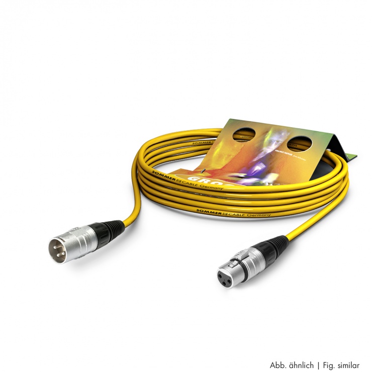 Imagine Cablu prelungitor XLR 3 pini T-M Galben 10m, SGHN-1000-GE