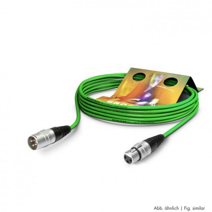 Imagine Cablu prelungitor XLR 3 pini T-M Verde 15m, SGHN-1500-GN