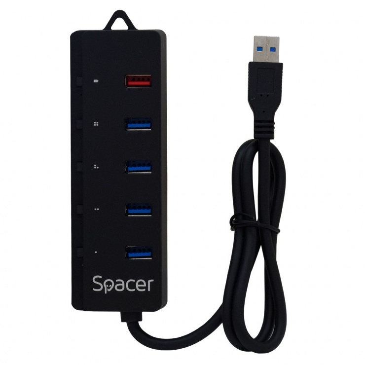 Imagine HUB USB 3.0 cu 4 porturi USB + 1 x Quick Charge, Spacer SPH-4USB30-1QC