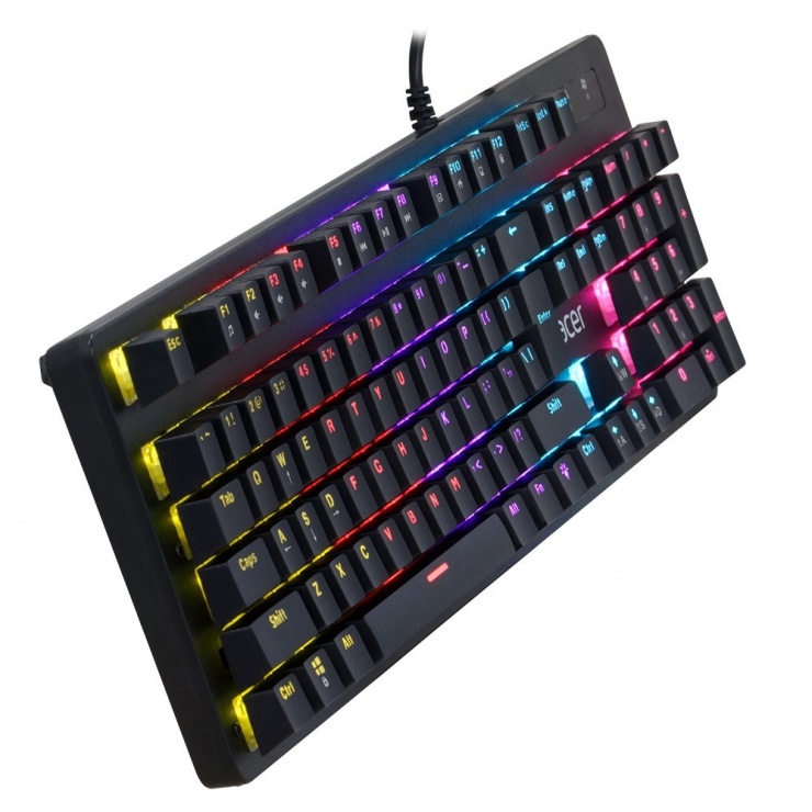 Imagine Tastatura mecanica iluminata RGB USB Negru, Spacer SPKB-MK-WAR