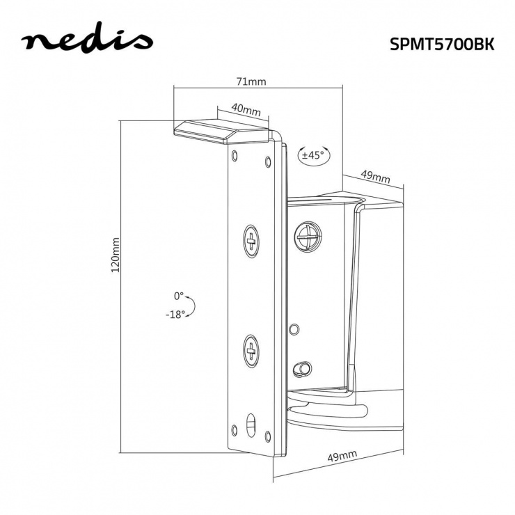 Imagine Suport perete ajustabil Sonos Play:1, Nedis SPMT5100BK