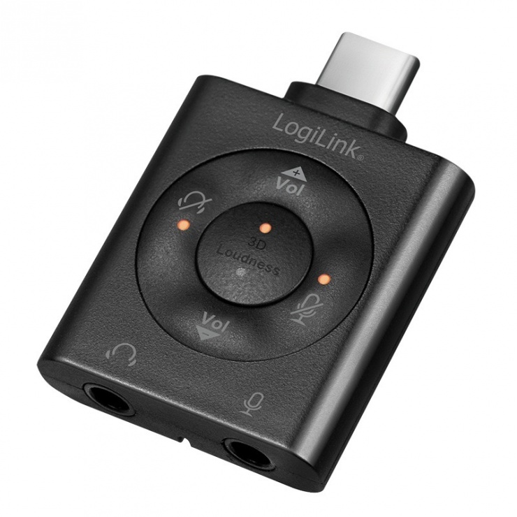 Imagine Adaptor DAC USB-C la 2 x jack stereo 3.5mm 96KHz volum/microfon/mute T-M, Logilink UA0365