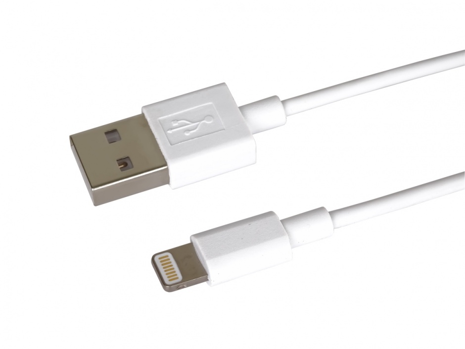 Imagine Cablu de date + incarcare USB la Lightning IPhone MFI 0.5m Alb, kipod30
