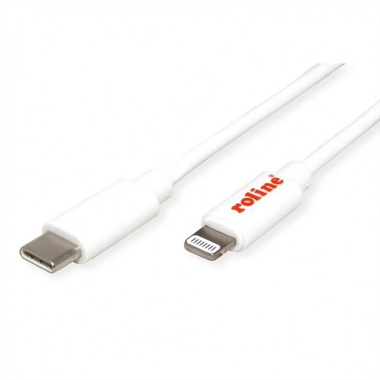 Imagine Cablu USB type C la Lightning MFI T-T 1m Alb, Roline 11.02.8335