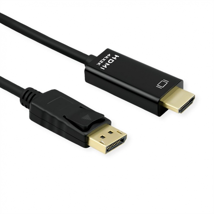 Imagine Cablu Displayport la HDMI 4K60Hz cu HDR 2m T-T Slim, Roline 11.04.5996