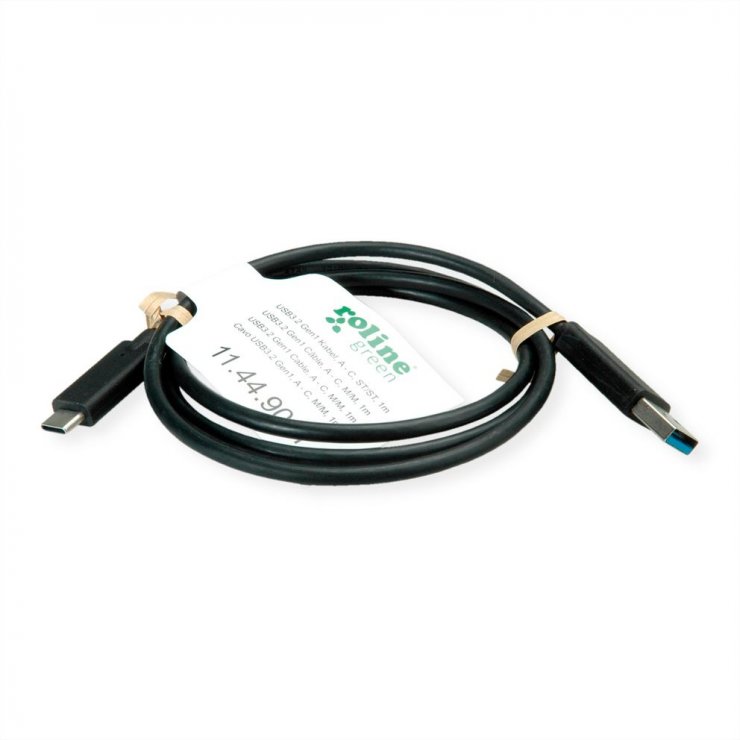 Imagine Cablu USB 3.2-A la USB type C T-T 1m Negru, Roline Green 11.44.9011