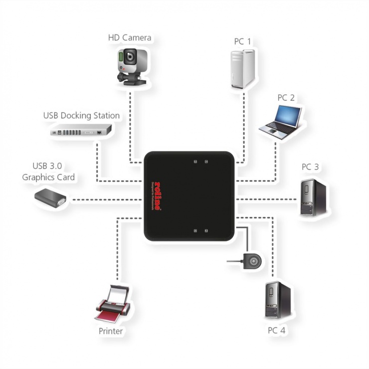 Imagine Switch USB 3.2 Gen1 4PC x 4 periferice, Roline 14.01.2314