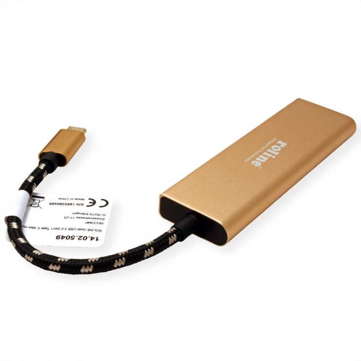 Imagine HUB USB 3.2 Gen1 type C la 4 x USB-A Gold, Roline 14.02.5049