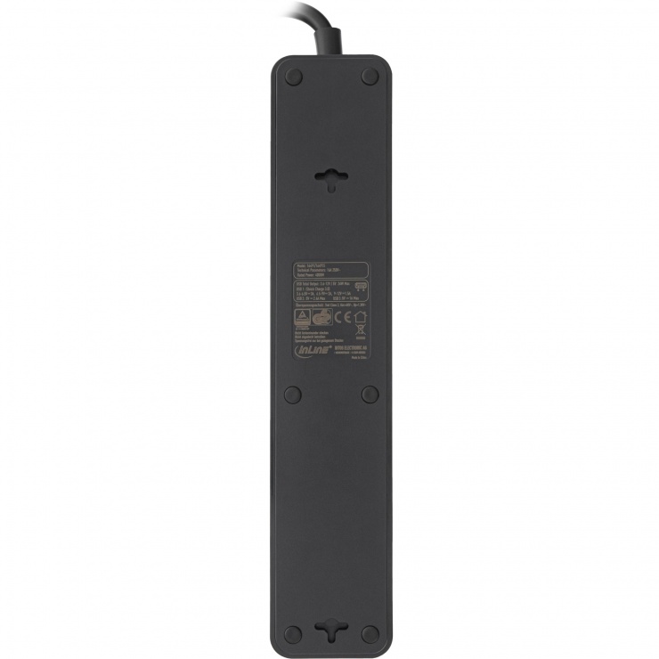 Imagine Prelungitor cu 3 x Schuko + 3 x USB-A Quick Charge 1.5m negru, InLine IL16491S