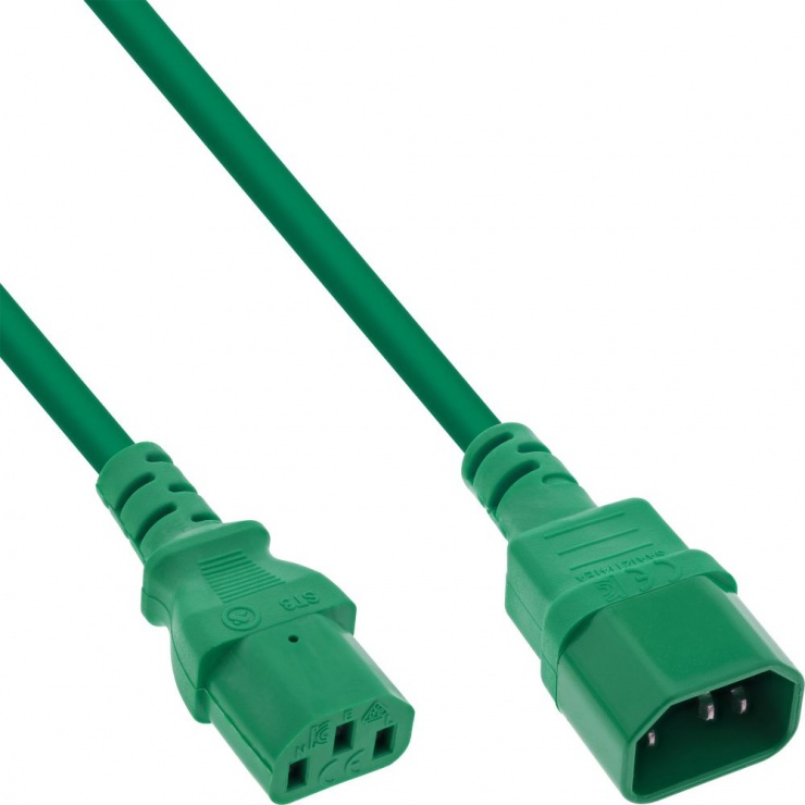 Imagine Cablu prelungitor alimentare C13 la C14 1m Verde, Inline IL16501G