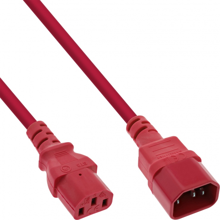 Imagine Cablu prelungitor alimentare C13 la C14 1.5m Rosu, Inline IL16504R