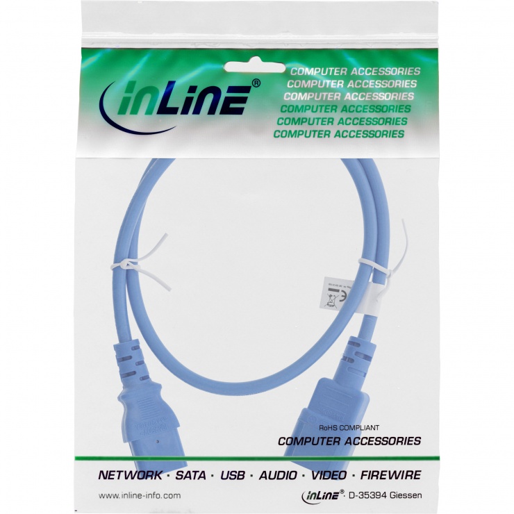 Imagine Cablu prelungitor alimentare C13 la C14 0.75m Albastru, Inline IL16507B