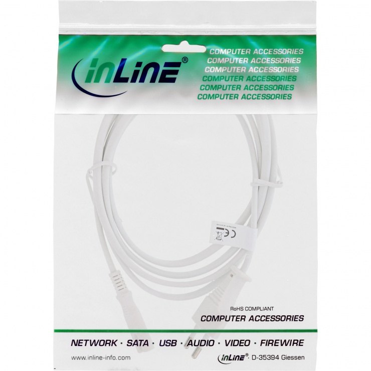 Imagine Cablu de alimentare Euro la IEC C7 0.5m Alb, InLine IL16605W