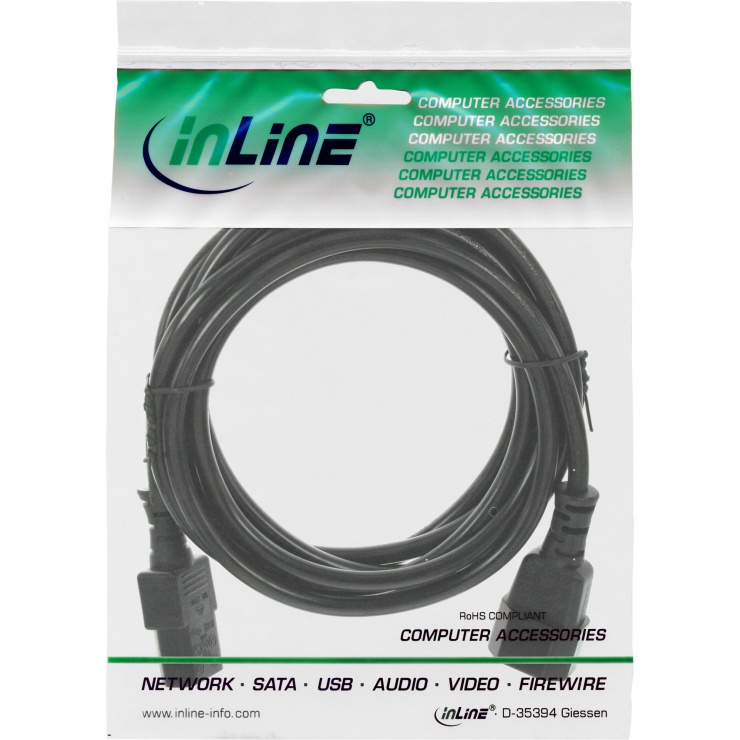 Imagine Cablu prelungitor alimentare C19 la C20 1m Negru, Inline IL16641B