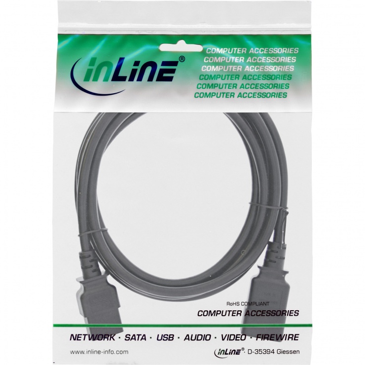 Imagine Cablu prelungitor alimentare C19 la C20 7.5m Negru, Inline IL16641G