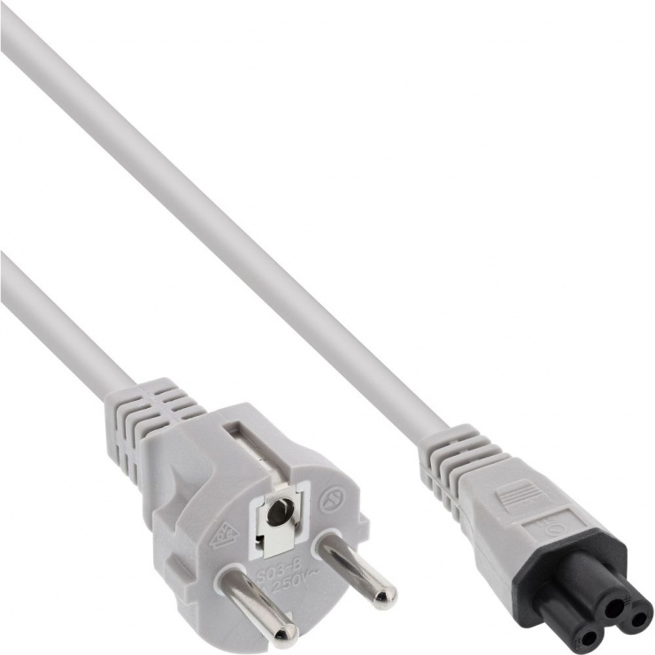 Imagine Cablu de alimentare Schuko la IEC C5 Mickey Mouse 0.5m Gri, InLine IL16656R