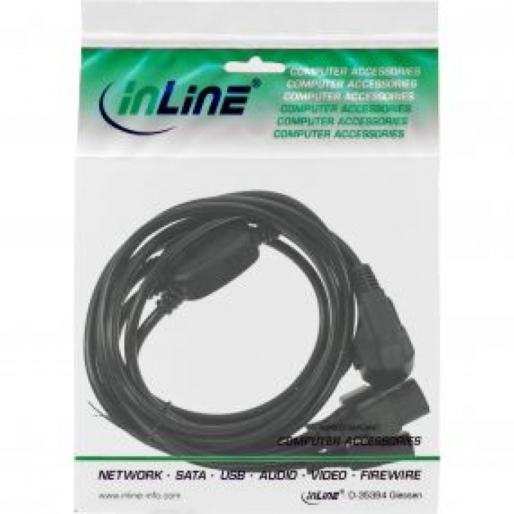 Imagine Cablu alimentare Y Schuko la 3 x C13 3m Negru, InLine 16657H