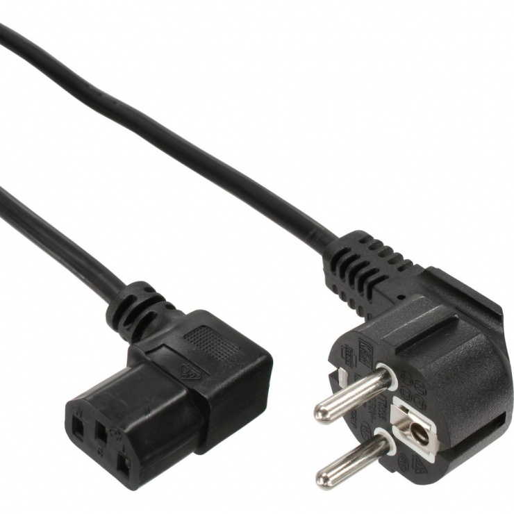 Imagine Cablu de alimentare Schuko la IEC C13 unghi 0.3m Negru, InLine IL16752G