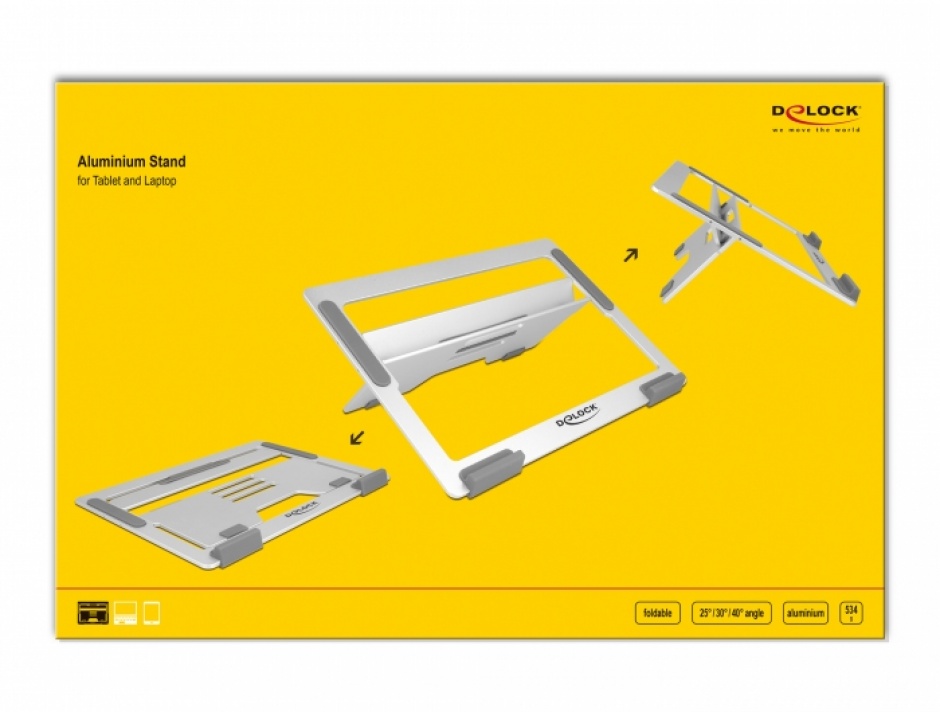 Imagine Stand din aluminiu pentru tableta si laptop, Delock 18415