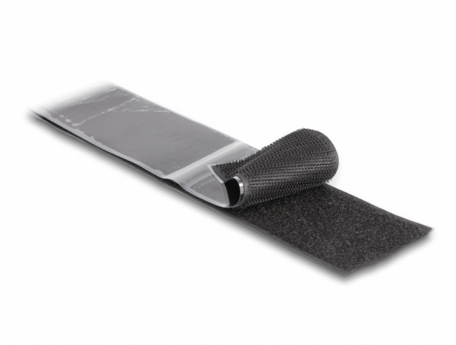 Imagine Rola cu arici/Hook-and-Loop 15m x 50mm Heavy-duty Negru, Delock 20860
