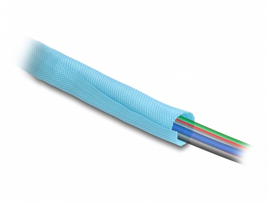 Imagine Organizator cabluri cu auto-inchidere/rezistent la caldura 2m x 25mm Albastru, Delock 20879