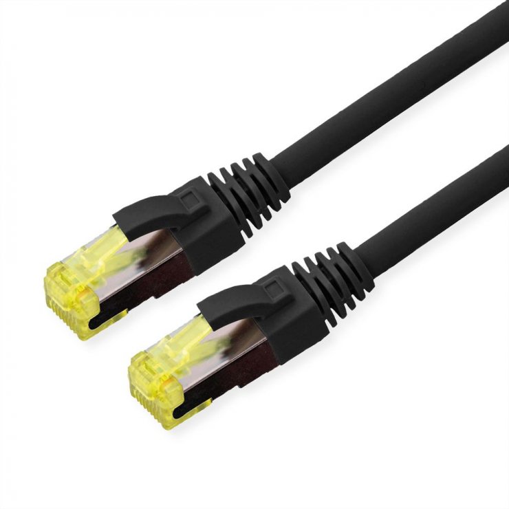 Imagine Cablu de retea RJ45 exterior S/FTP cat.6A TPE LSOH 1m Negru, Roline 21.15.0751
