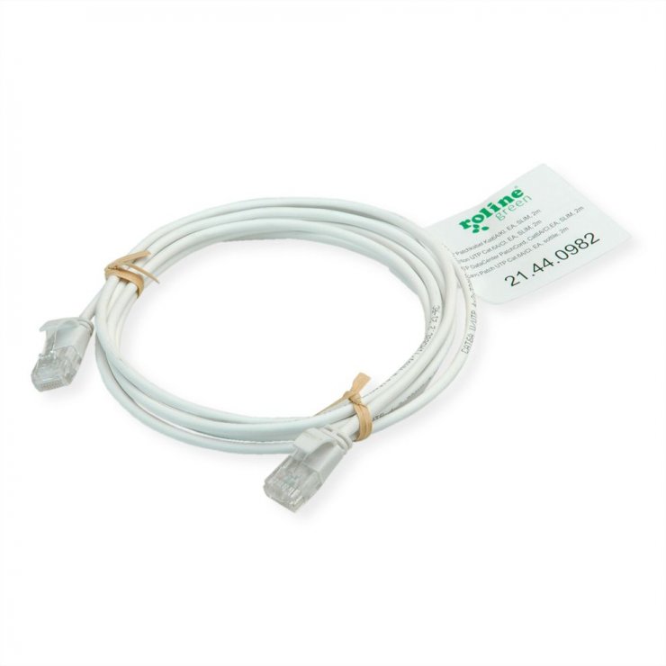 Imagine Cablu de retea RJ45 slim UTP Cat.6A LSOH 1m Alb, Roline Green 21.44.0981