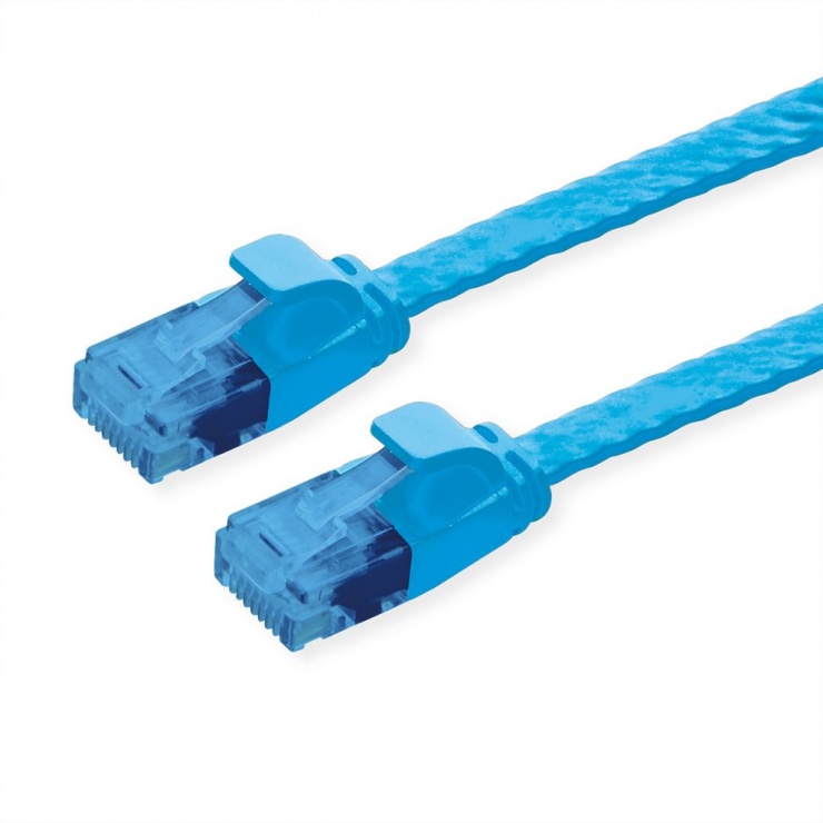 Imagine Cablu de retea RJ45 extra flat UTP cat.6A 3m Albastru, Value 21.99.2053