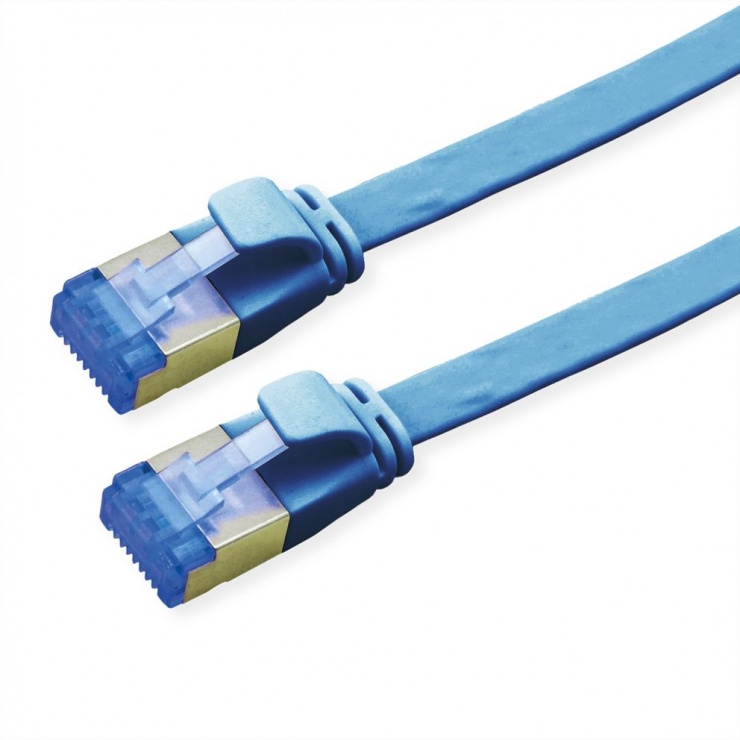 Imagine Cablu de retea RJ45 extra flat FTP cat.6A 2m Albastru, Value 21.99.2152