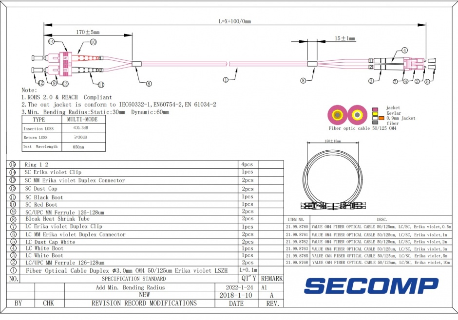 Imagine Cablu fibra optica LC-SC OM4 duplex multimode 5m, Value 21.99.8765