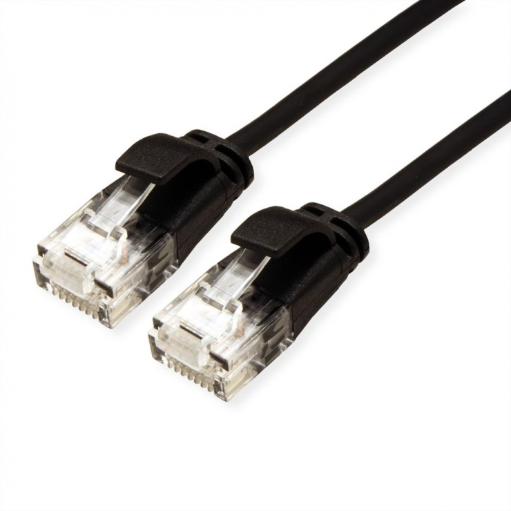 Imagine Cablu de retea RJ45 MYCON Slim UTP Cat.6A LSOH 0.3m Negru, CON3951