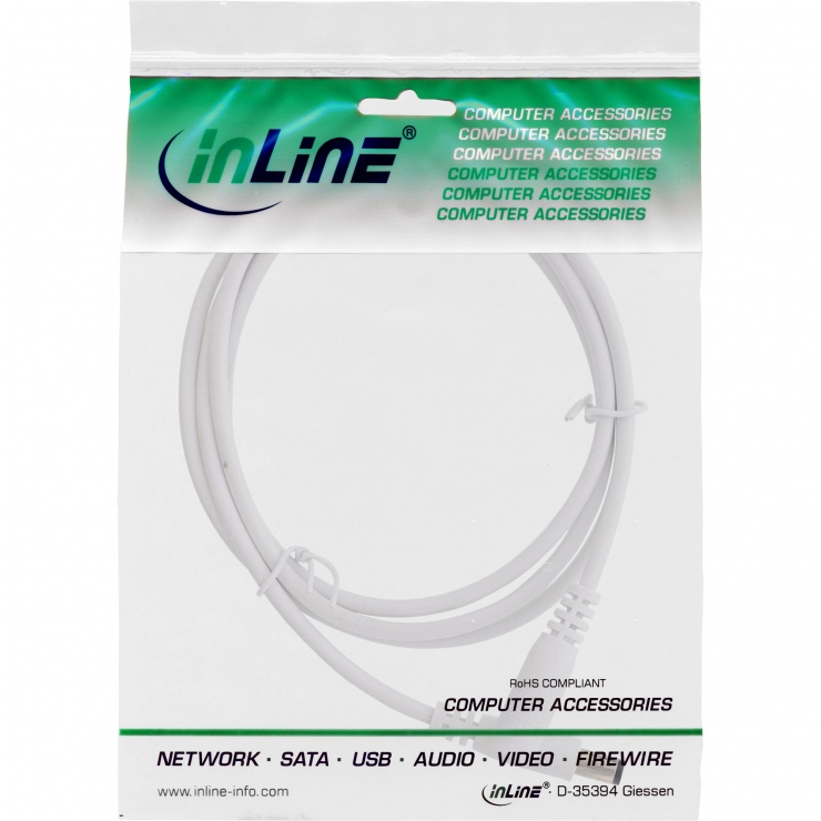 Imagine Cablu prelungitor de alimentare DC 5.5x2.1mm T-M 3m Alb, InLine IL26803E