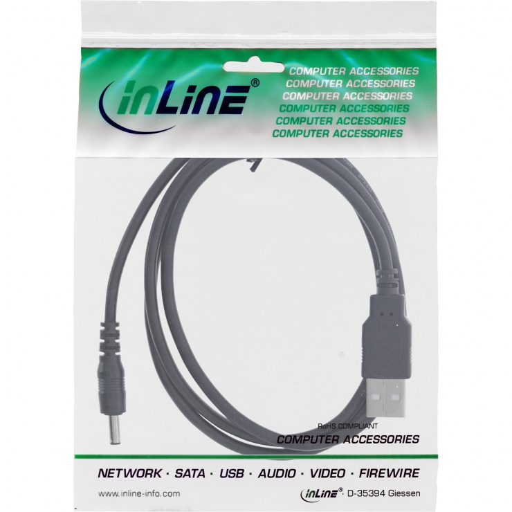 Imagine Cablu alimentare USB la DC 3.5x1.35mm 3m, InLine IL26806C