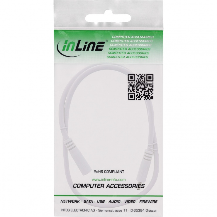 Imagine Cablu prelungitor de alimentare DC 3.5x1.35mm T-M 1m Alb, InLine IL26901H