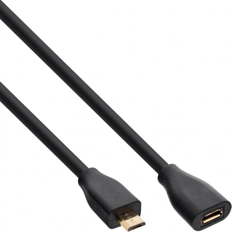 Imagine Cablu prelungitor micro USB 2.0 T-M 1.5m Negru, InLine IL32715P