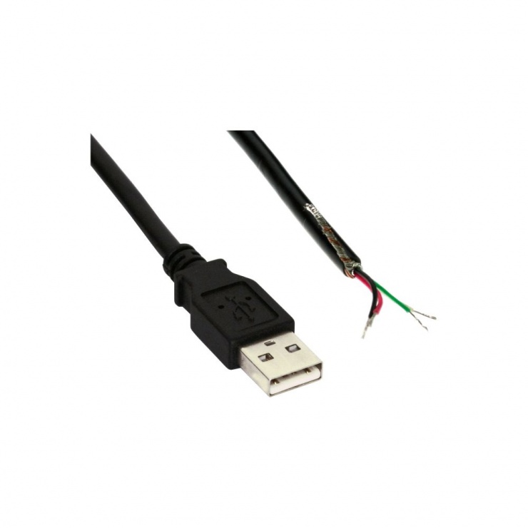Imagine Cablu USB 2.0-A la fire deschise 2m, Inline IL34520Z