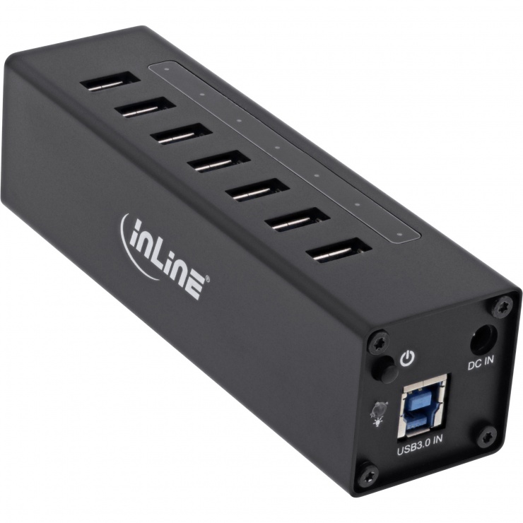 Imagine HUB USB 3.2 Gen1 cu 7 porturi USB-A + alimentare Aluminiu, InLine IL35395B