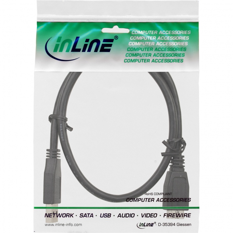 Imagine Cablu USB la micro USB 3.0 T-T 0.3m, InLine IL35403