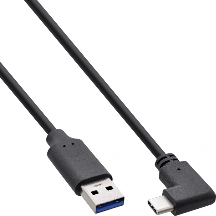 Imagine Cablu USB 3.2 Gen2-A la USB type C drept/unghi 90 grade T-T 1.5m, InLine IL35714W