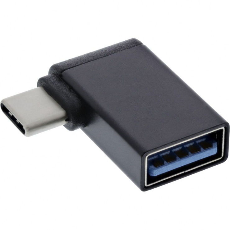 Imagine Adaptor USB 3.2 Gen2 type C la USB-A OTG T-M unghi 90 grade, Inline IL35805W