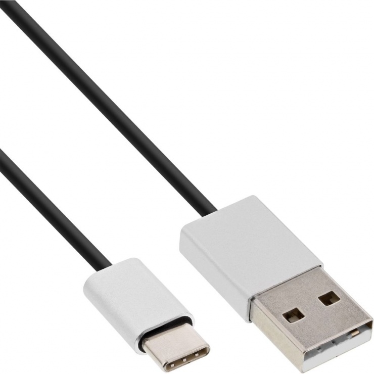 Imagine Cablu USB 2.0 la USB type C T-T 5m Negru, InLine IL35835
