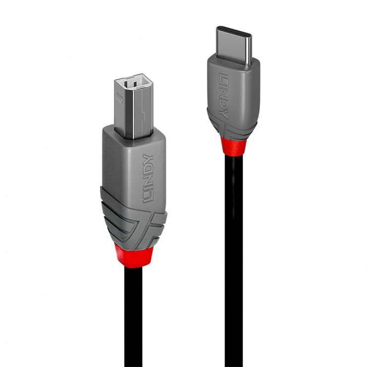 Imagine Cablu USB 2.0 Type C la USB-B Anthra Line 3m, Lindy L36943